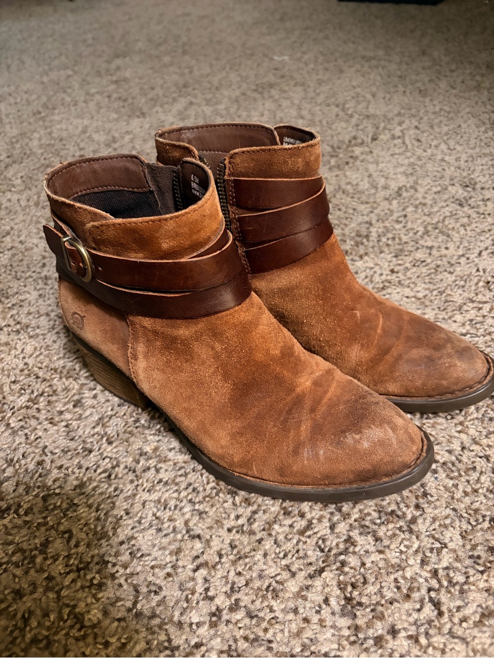 Born Brown Leather Ankle Bootie Womens 6.5